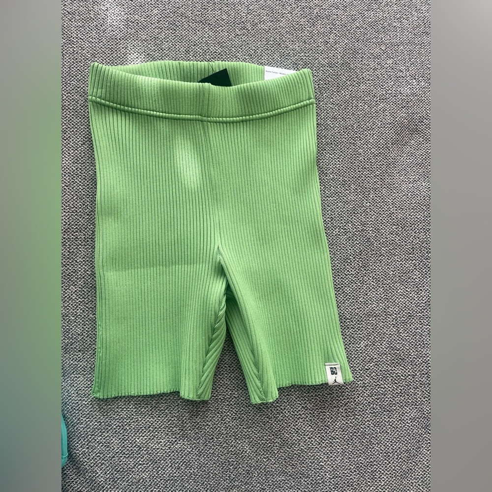 Jordan Women's Ribbed Lime Green Athletic Shorts